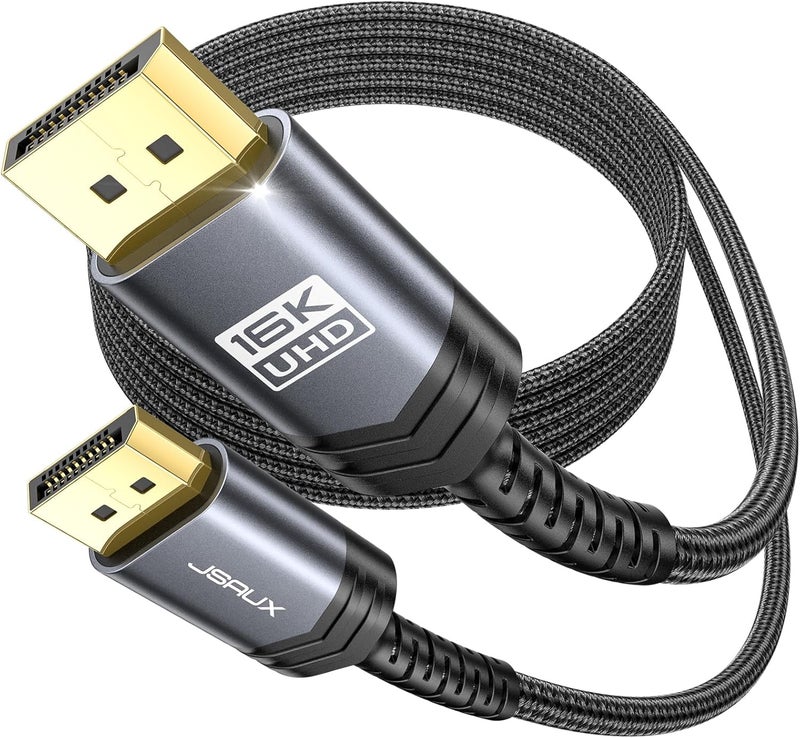 jsaux DisplayPort 2.1 Cable - 6.6FT, Supports 16K@60Hz, 8K@120Hz, 4K@240Hz, Backward Compatible with DP1.4/DP1.2, Compatible with Monitor, Laptop, Graphics - Image 1
